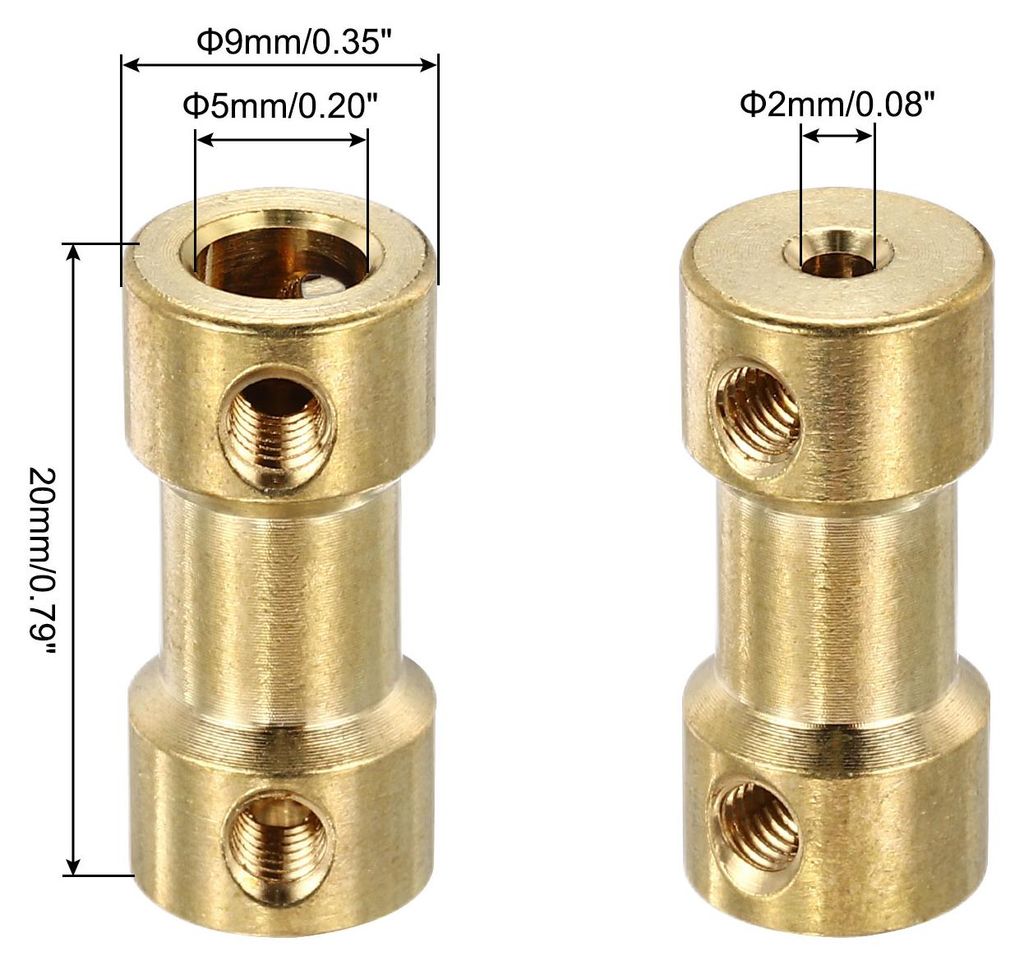5 Stš¹ck 2mm bis 5mm Messingwellenkupplung Gelenkverbinder mit Schrauben und Sechskantschlš¹ssel Flexibler Motorwellenkupplung fš¹r Autoreife...