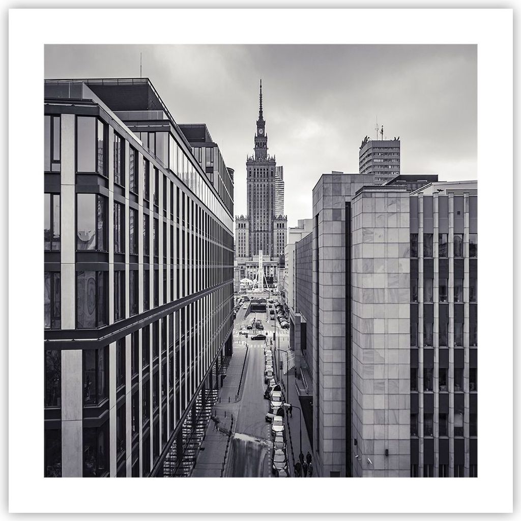 Poster - Poster ohne Rahmen - Warschau Palast Kultur - 50x50 cm - Wand Bild - Wanddeko - Wandbilder - Kunstposter - Wandposter - Bilder - Kunstdruc...