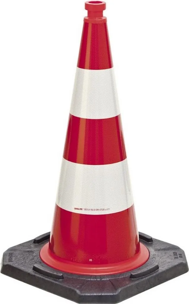 Cône de Sécurité 75cm Orange Fluorescent et Base Noir Haute Stabilité