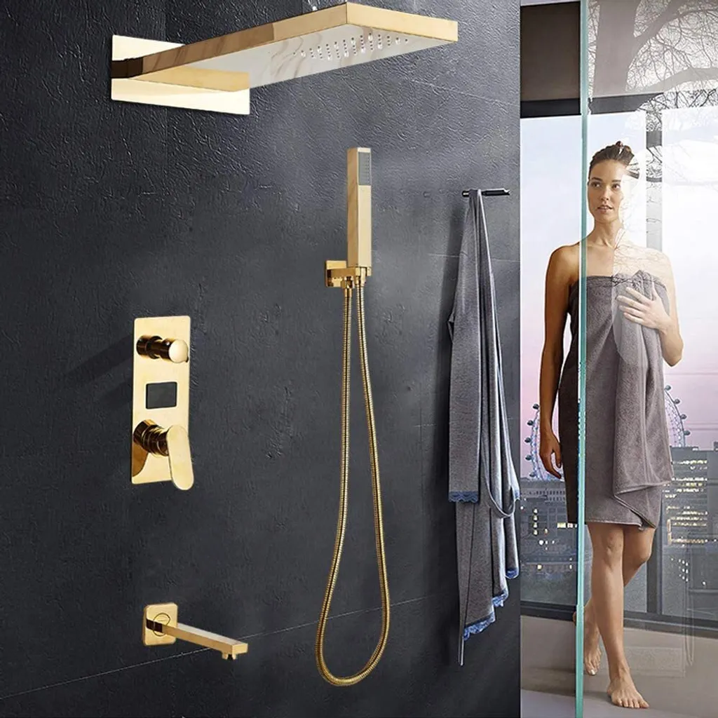 Set de douche encastrable complet avec ciel de pluie et mitigeur digital - 5