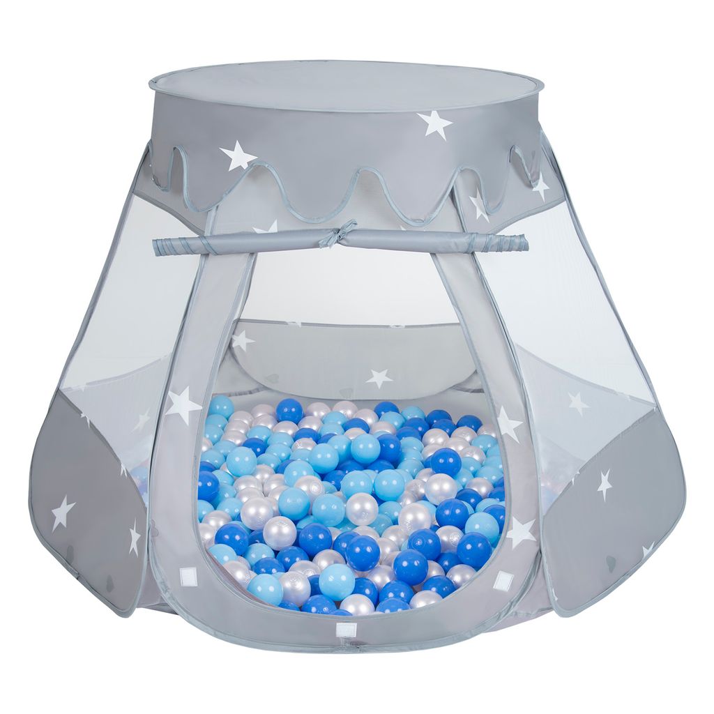 Selonis Spielzelt Kinder 105x90cm 100 Bunte bälle ∅6cm - Zelt kinderzimmer Spielzelte für drinnen Kinderspielzelt Spielhöhle für kinder - Grau