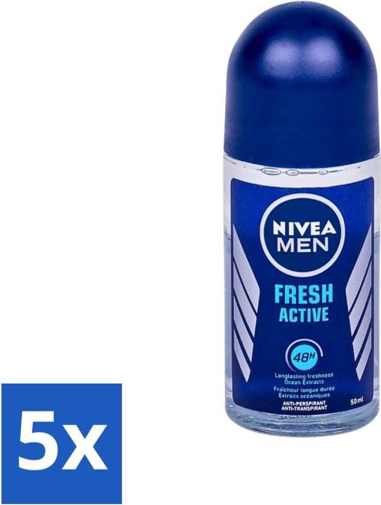 Nivea - Fresh Active Roll-On - Antitranspirant - 48 Stunden Wirkung - 50 ml - Vorteilspack - 5 Stücke