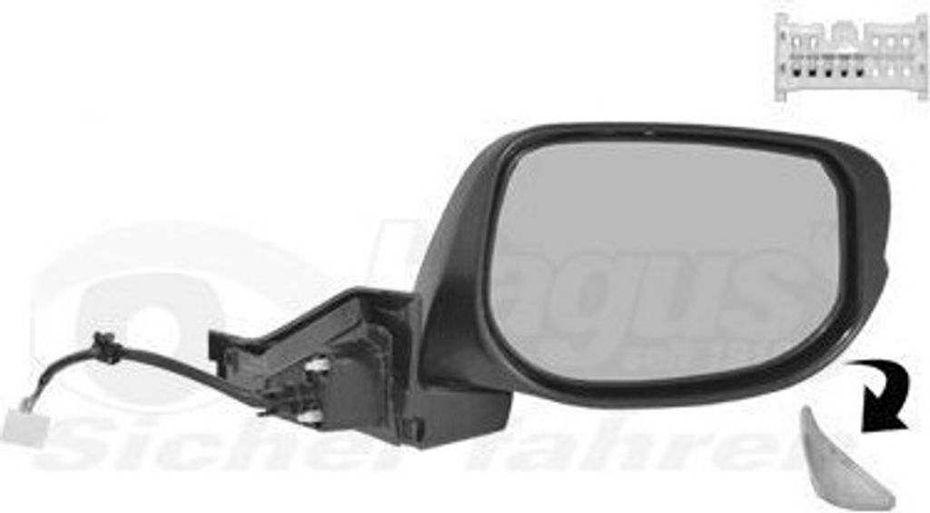 VAN WEZEL 2511808 Außenspiegel Seitenspiegel Rechts für HONDA INSIGHT (ZE) Konvex Grundiert