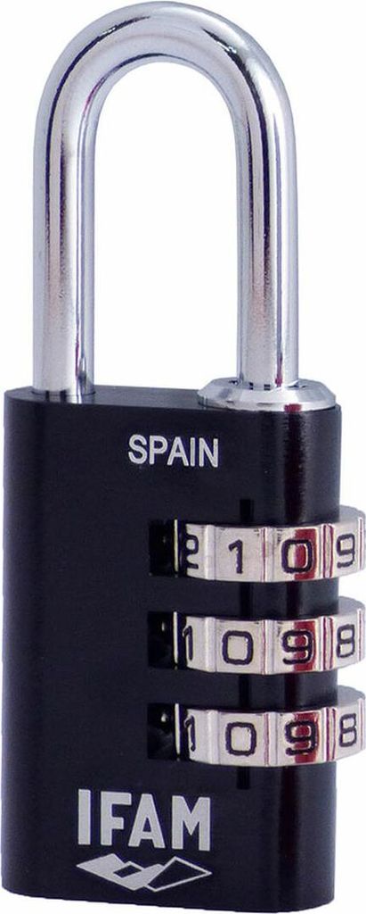 Kombinationsschloss IFAM Combi30 Schwarz Aluminium Verchromter Stahl (3 cm)