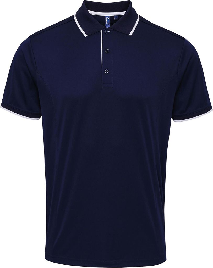 Premier Herren Kontrast Coolchecker Polo Shirt RW5520 (3XL) (Marineblau/Weiß)