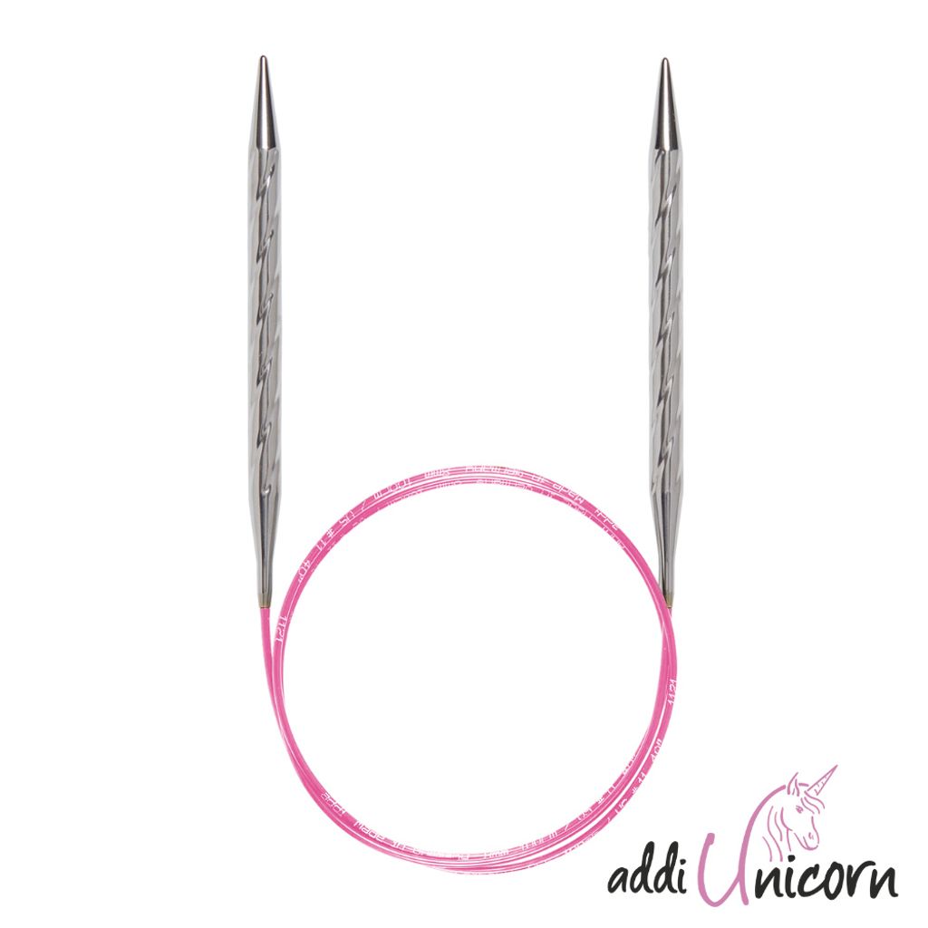 addiUnicorn Basic Metall Rundstricknadeln, Länge 60 - 150 cm, verschiedene Stärken 2 - 8 mm Länge Durchmesser 100 cm 2.75 mm