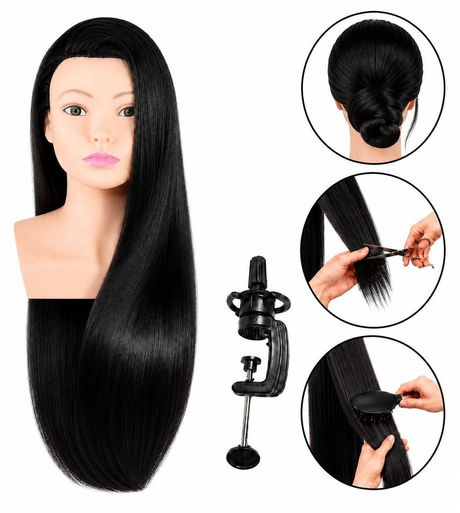 Alicja Trainingskopf 80cm schwarz Friseurkopf zum Kämmen, Produktbild 
