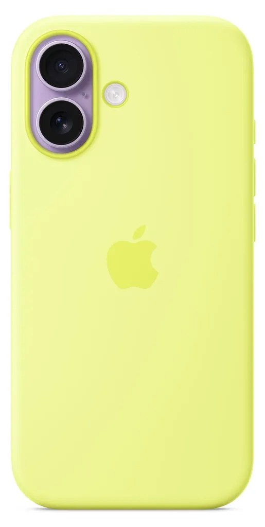 Coque silicone pour iPhone 17 avec aimant MagSafe jaune néon vif