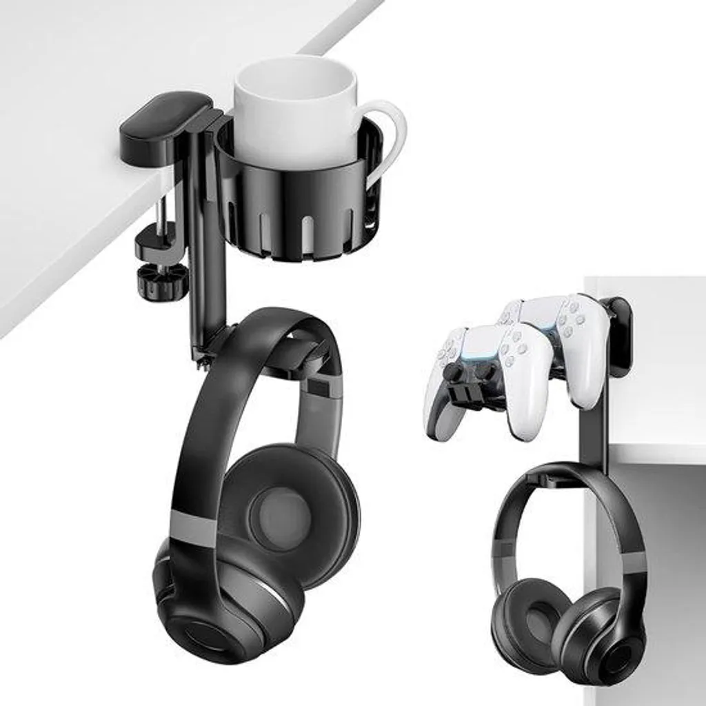 Support manette pivotant 3 en 1 avec porte-gobelet anti-renversement
