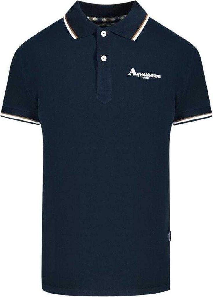 Aquascutum - "London" Poloshirt für Herren/Damen Unisex SY153 (M) (Marine)