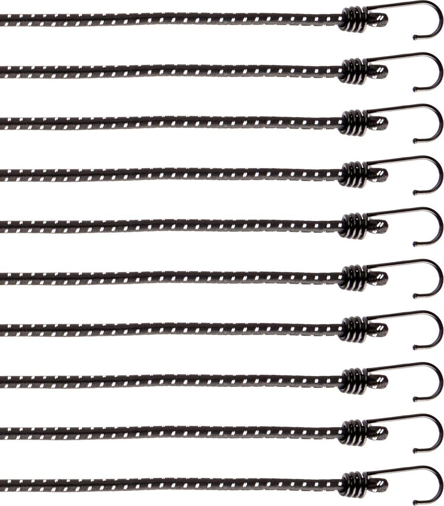 com-four 10-teiliges Set Gummispanner mit reflektierenden Streifen - Gepäckspanner - Expander mit Haken - Spanngummi zur Ladungssicherung - Span...