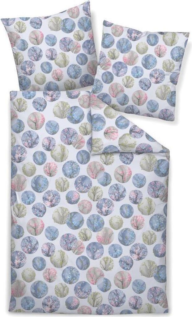 Janine Design Mako-Satin-Bettwäsche-Garnitur Milano Farbe azurblau rosa Größe 135x200+80x80cm AL
