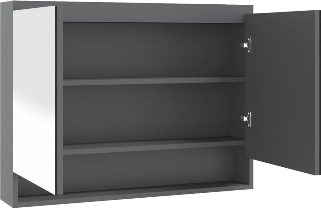 vidaXL Spiegelschrank fürs Bad 80x15x60 cm MDF Grau