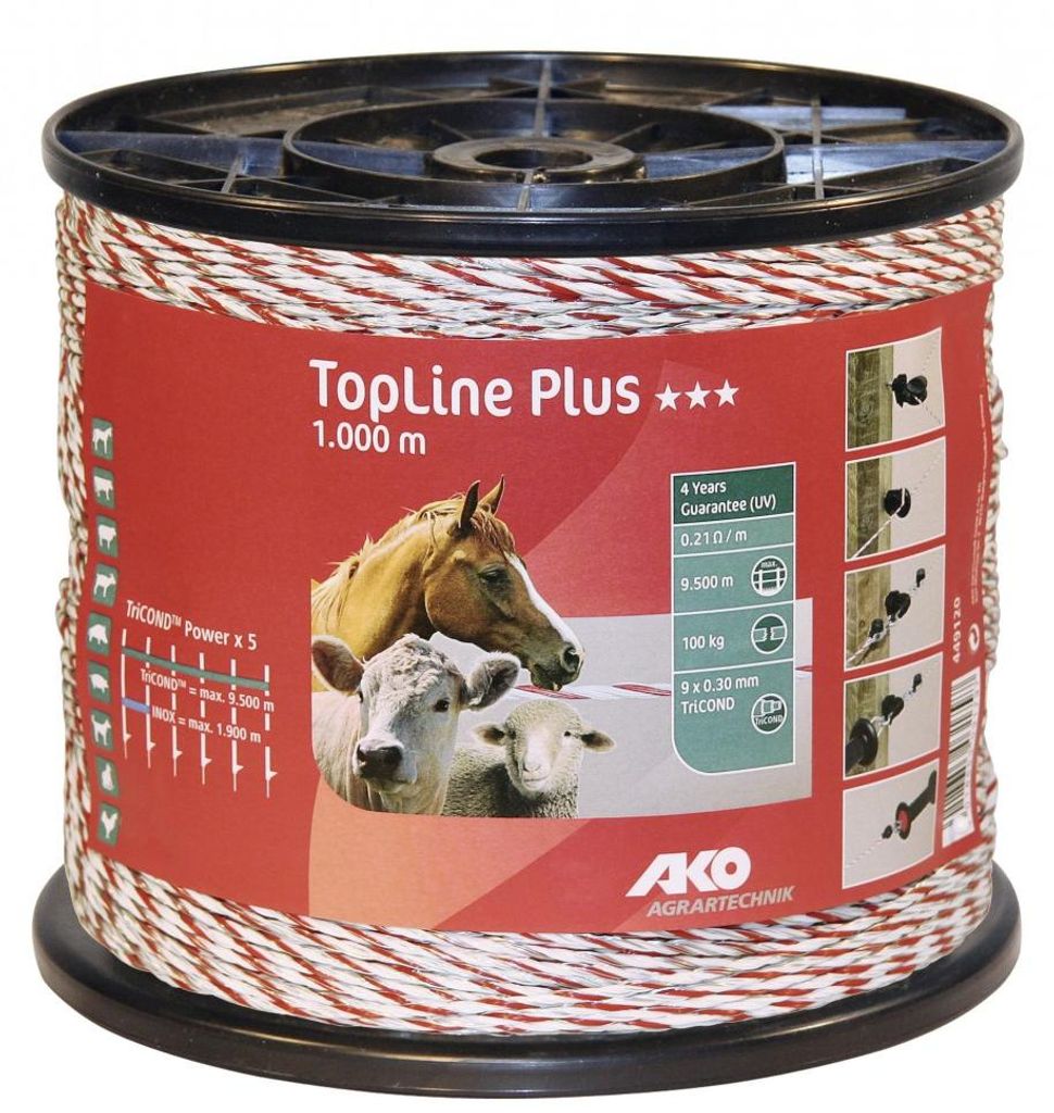1000 m Weidezaunlitze TopLine 9 x 0,30 mm TRICOND Bruchlast Produktbild 