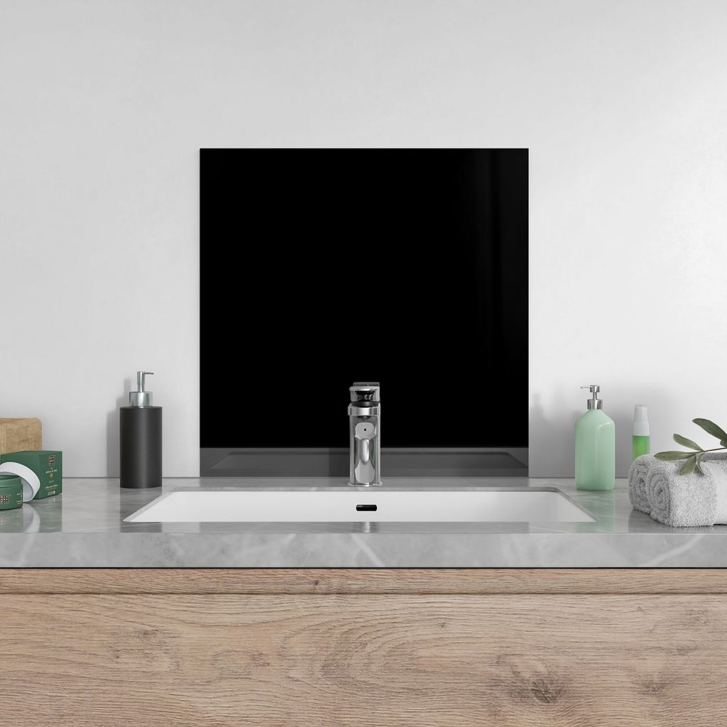 DEQORI Küchenrückwand Glas 60x60 cm 'Schwarz' Spritzschutz Produktbild 4
