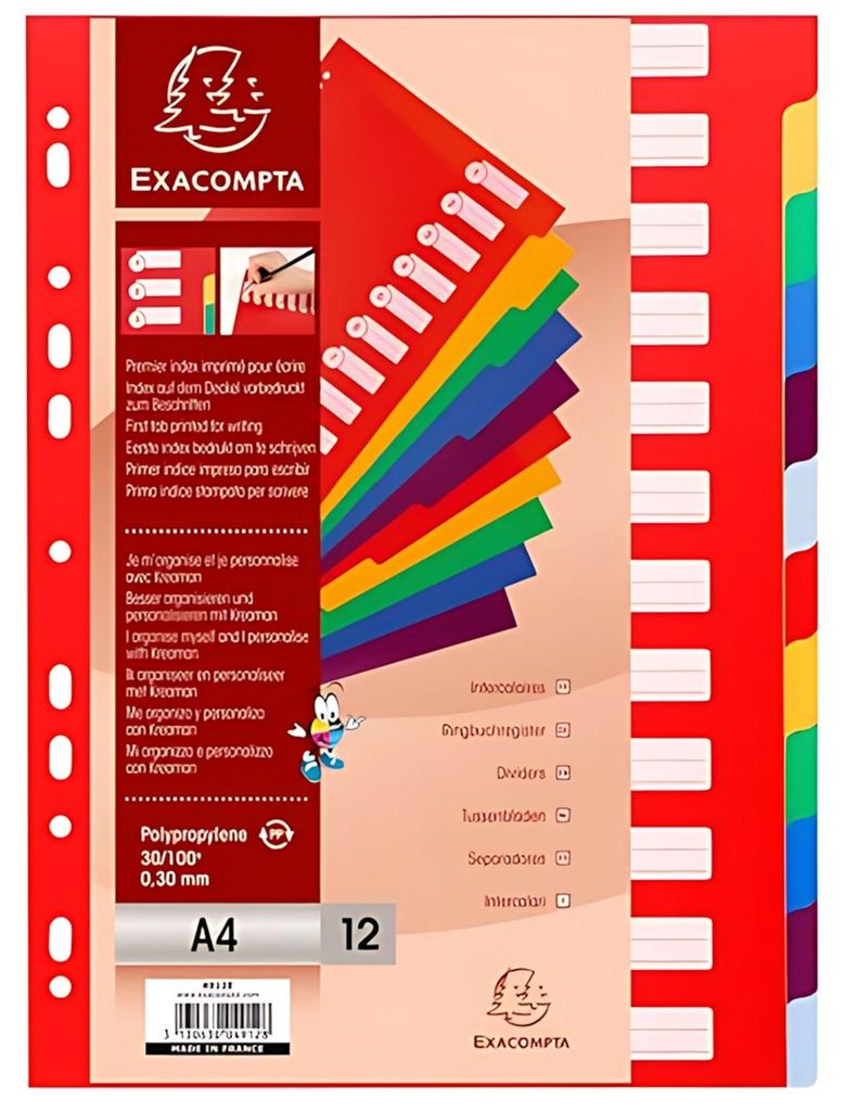 EXACOMPTA Kunststoff Register blanko A4 12-teilig