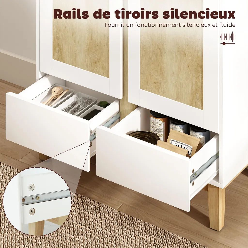 Buffet Bas Gain de Place : Solution de Rangement pour Cuisine et Salon - 6