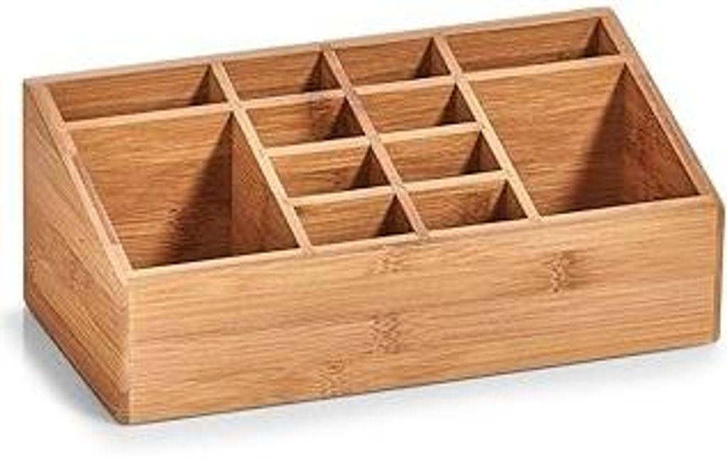 Zeller 25385 Organizer m. 12 Fächern, Bamboo, ca. 25,4 x 12 x 10 cm, Schreibtischorganizer, Schminkorganizer, Organzier für Büro, Küche, Bad, N...