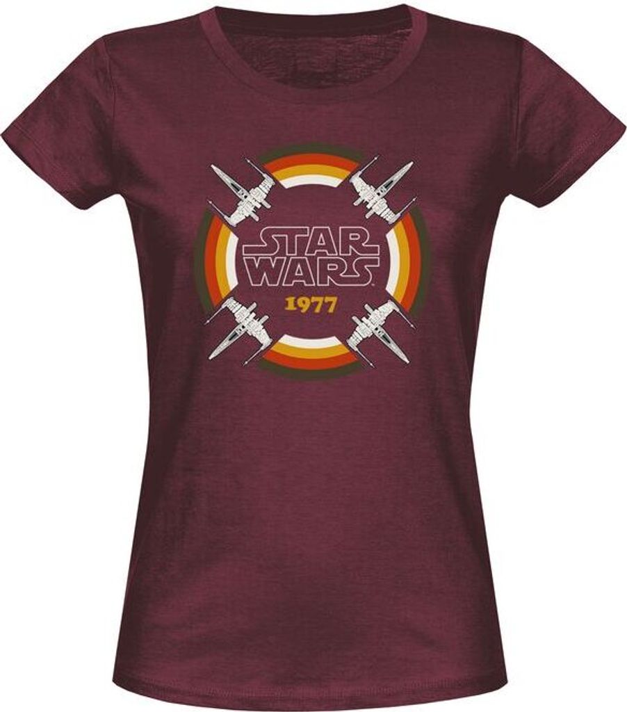 Star Wars T-Shirt Damen X-Wing 77 burgund XXL