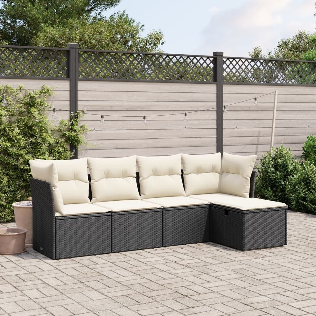Maison Exclusive - 5-tlg. Garten-Sofagarnitur mit Kissen Schwarz Poly Rattan