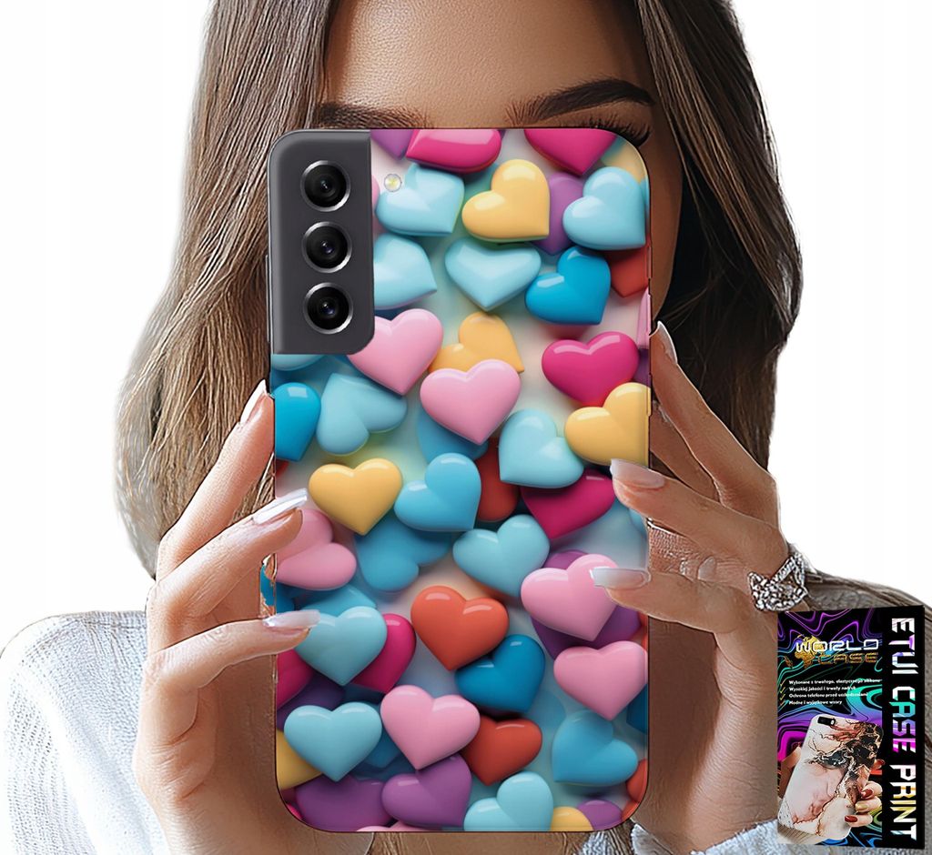 Hülle Für Samsung Galaxy S21 - Bunte Herzen Personalisierbar