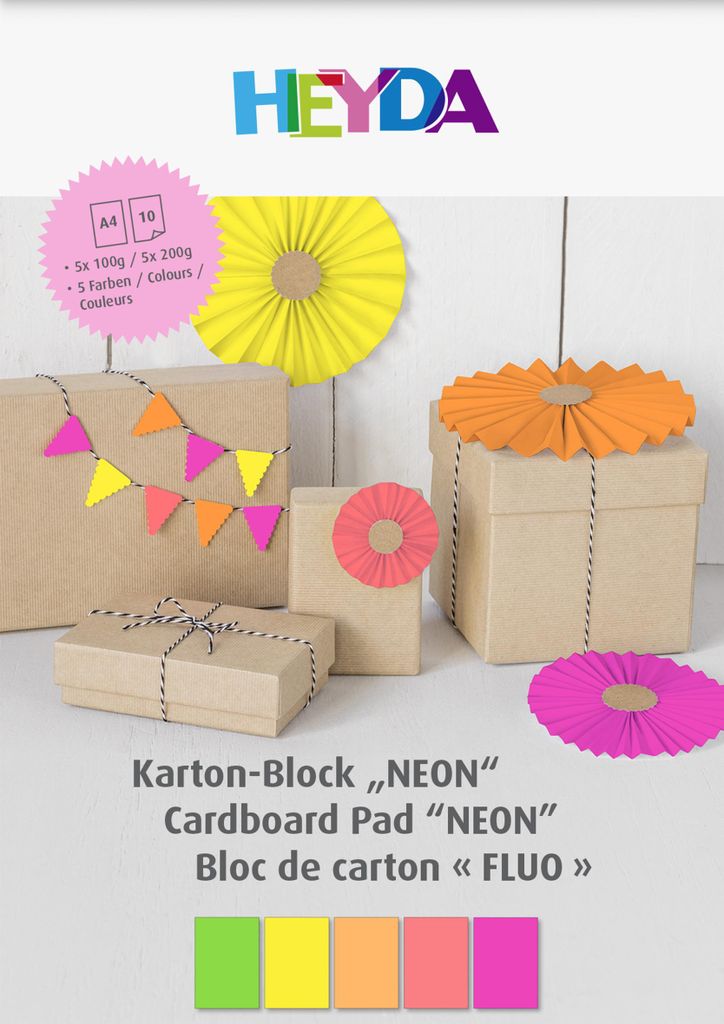 HEYDA 2047154 Neonpapier-Block DIN A4 10 Blatt neonfarben Immagine del prodotto 