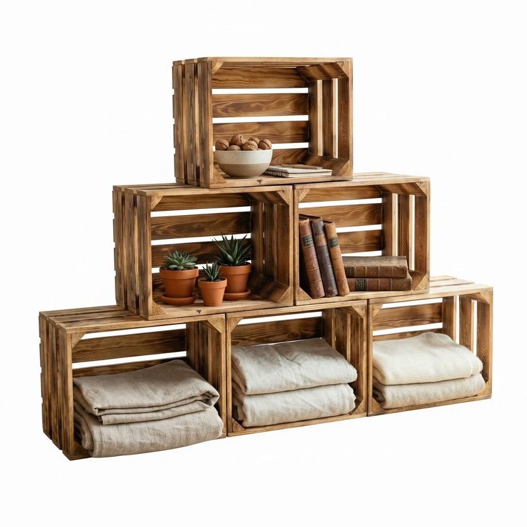 Cassa in legno fiammato 40x30x25 cm - Cassa per frutta Immagine del prodotto 