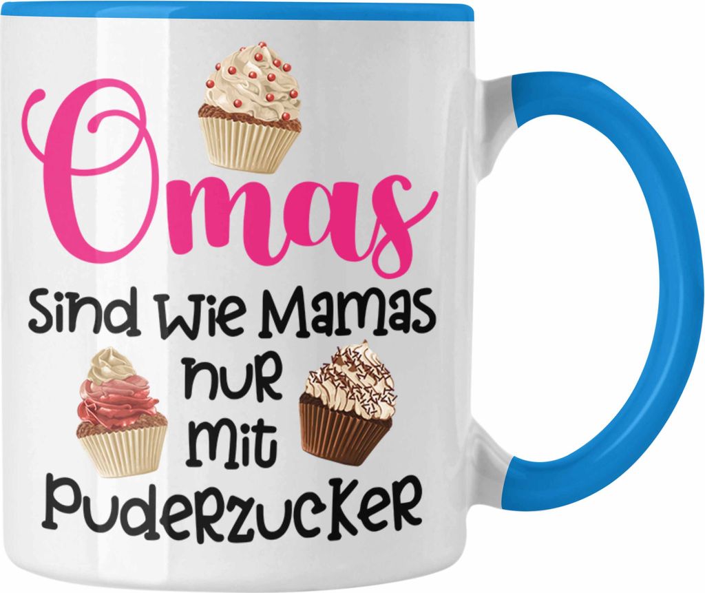 Trendation - Beste Oma Geschenk Tasse Geburtstagsgeschenk von Enkel Enkelin Geschenkideen Lustig Geburtstag Grossmutter (Blau)