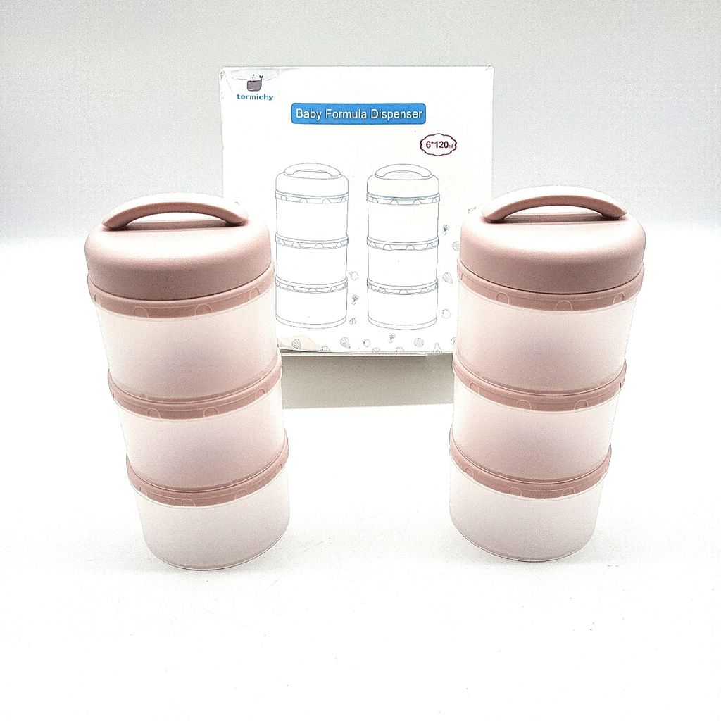 Termichy Milchpulver Portionierer Baby Stapelbar Milchpulver Aufbewahrungsbox 2 Stück (Hellrosa) Hellrosa Single