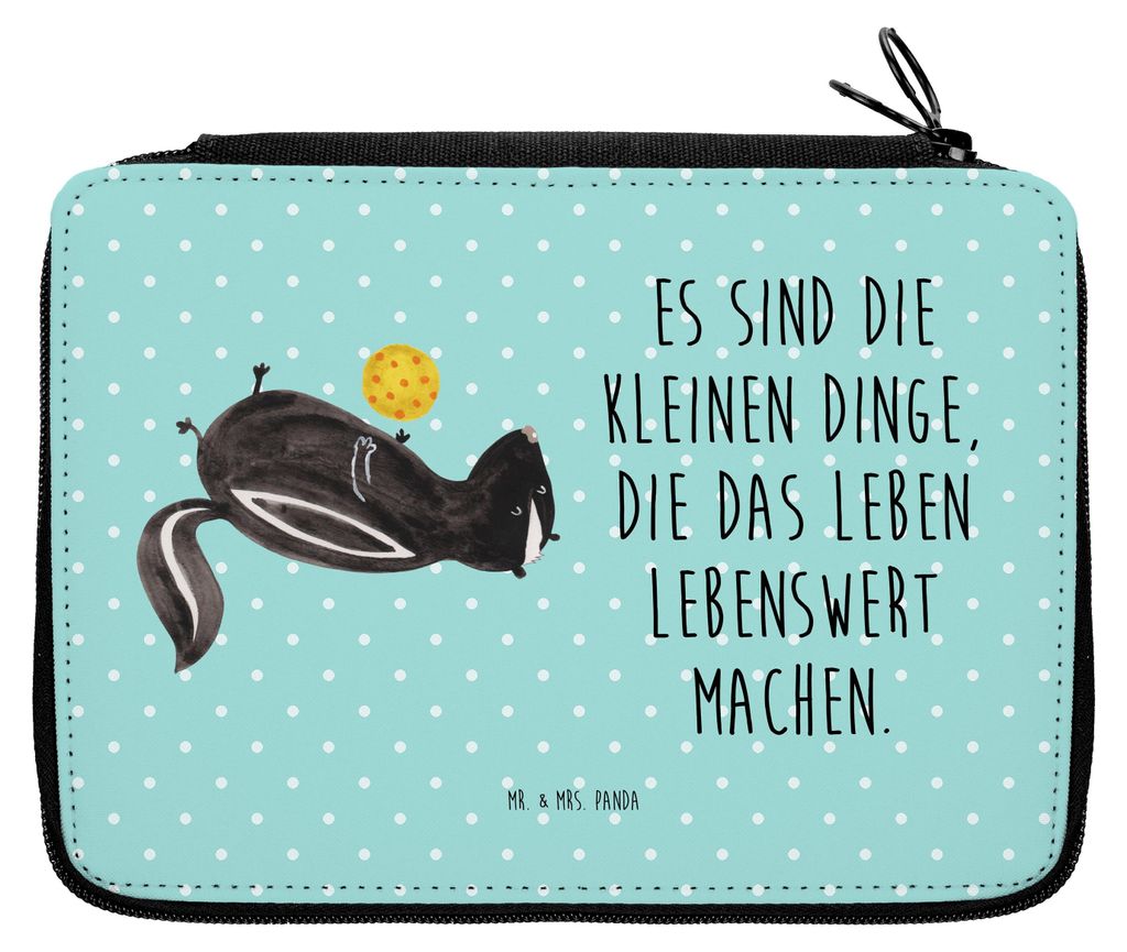 Mr. & Mrs. Panda Federmäppchen Stinktier Ball - Türkis Pastell - Geschenk, Raubtier, Weisheit, Federmappe, Etui, Bleistiftetui, Skunk, Schlamperm...