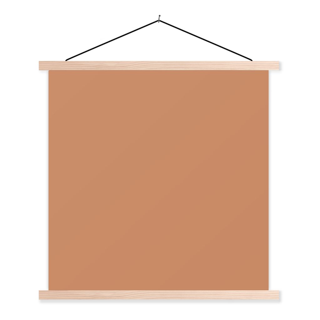 MuchoWow Textilposter Braun - Abstrakt - Orange - Design 120x120 cm mit holzfarbenen Rahmen - Textil-Poster