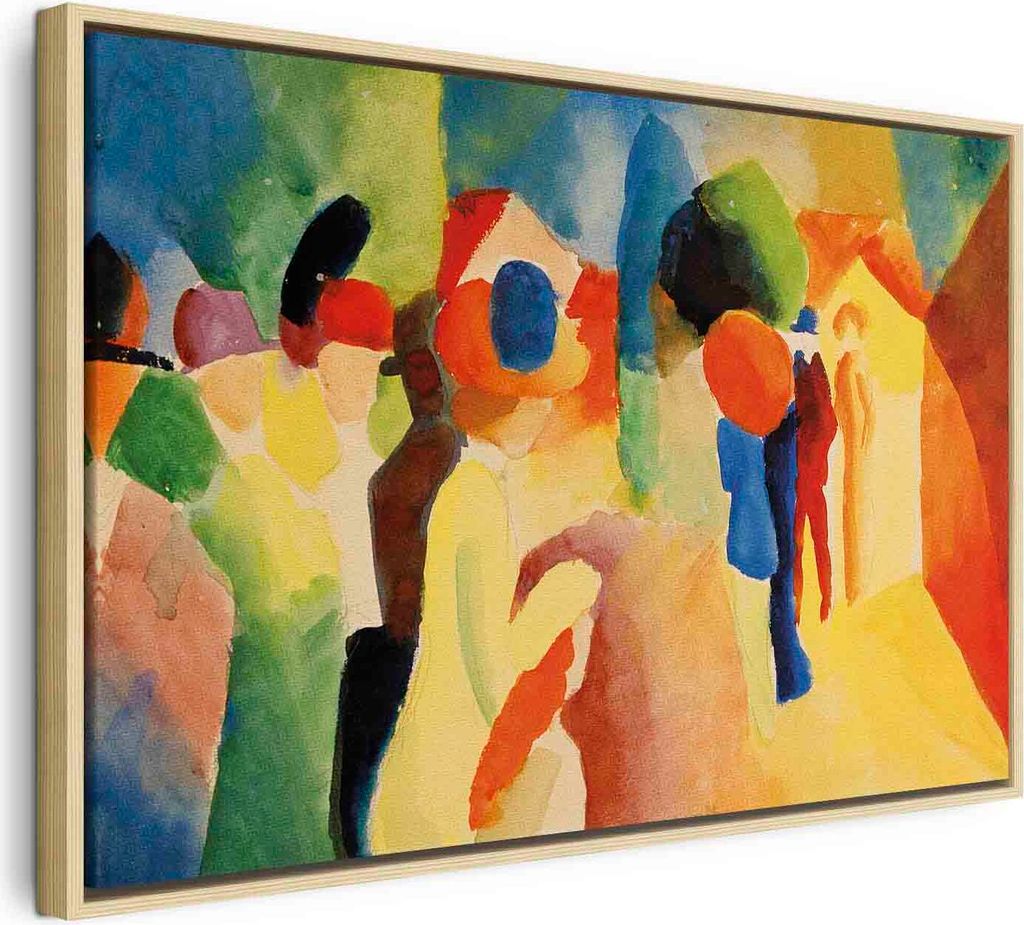 Italienischer Leinwand Leinwandbild - With a Yellow Jacket (August Macke) 60x40 cm Reproduktionen l-F-12375-b-a