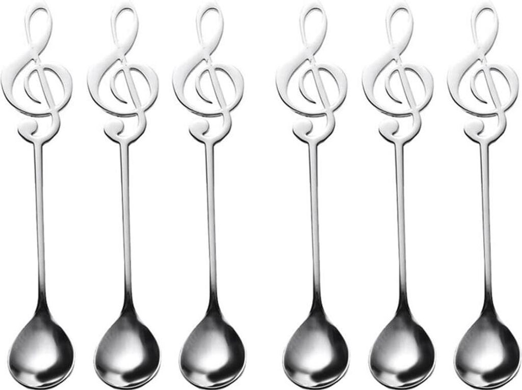 6pcs Edelstahl-304 Musical Note Löffel Kaffee Dessert EIS Kochlöffel Home Bar Zubehör