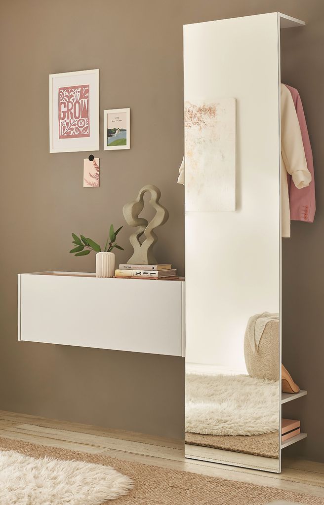 Garderobe Set 2-teilig "Center" in weiß und Wotan Eiche Produktbild 