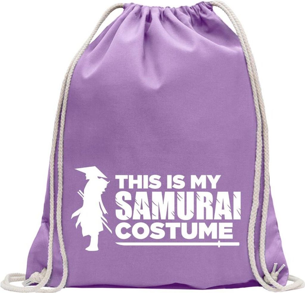 Kiwistar - Turnbeutel - lavendel - This is My Samurai Costume - Fun Rucksack Sport Beutel Gymsack Baumwolle mit Ziehgurt