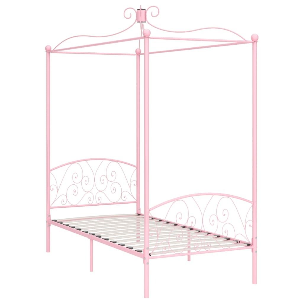 "2026 Aktion"Einzelbett/Jugendbett ️Hochwertiges - Erwachsene/r / Kind - Himmelbett-Gestell Rosa Metall 90x200cm - Klassische Betten NeuMöbel598218