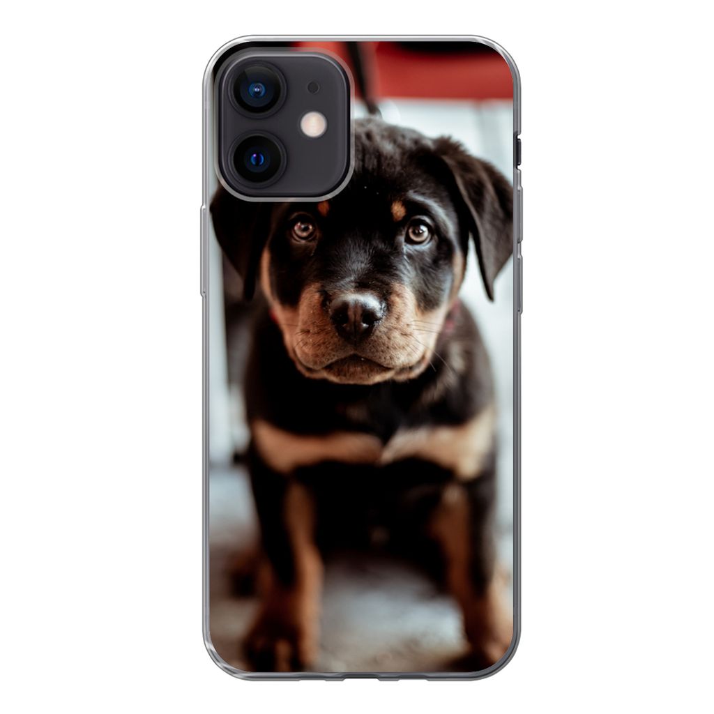 MuchoWow Handyhülle Schutzhülle Hülle für iPhone 12 Jung - Hund - Kamera Silikon Softcase Handy Hülle - Schutzhülle