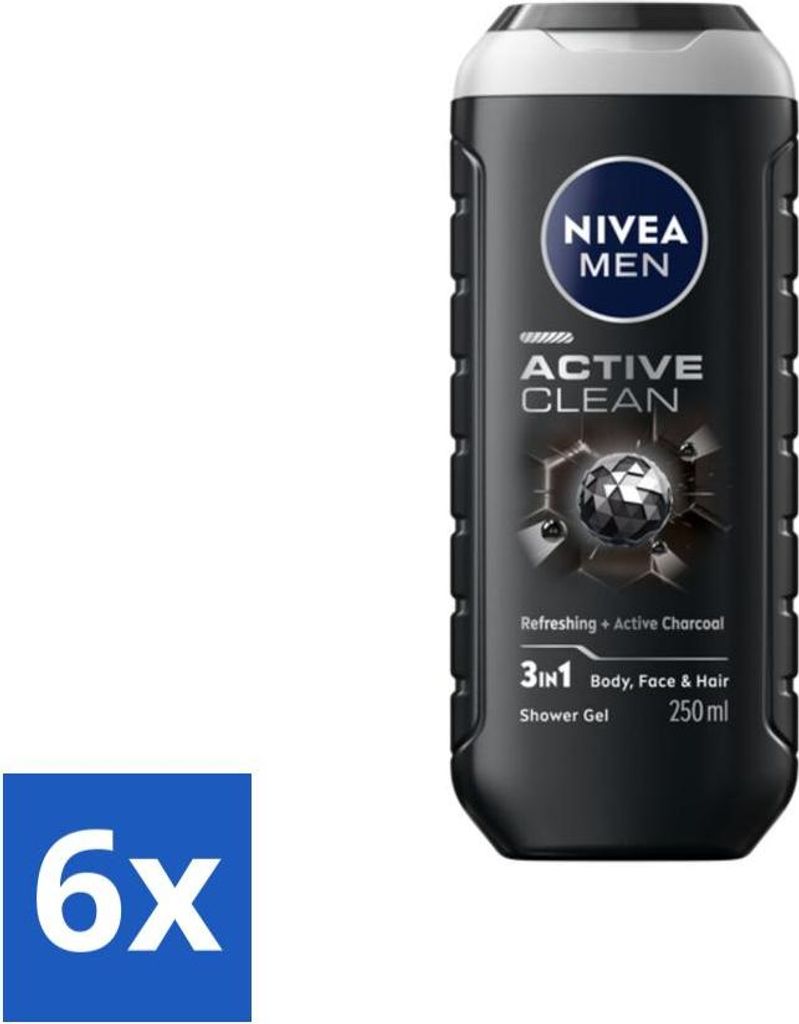 NIVEA MEN - Duschgel - Active Clean - 250 ml - Vorteilspack - 6 Stücke