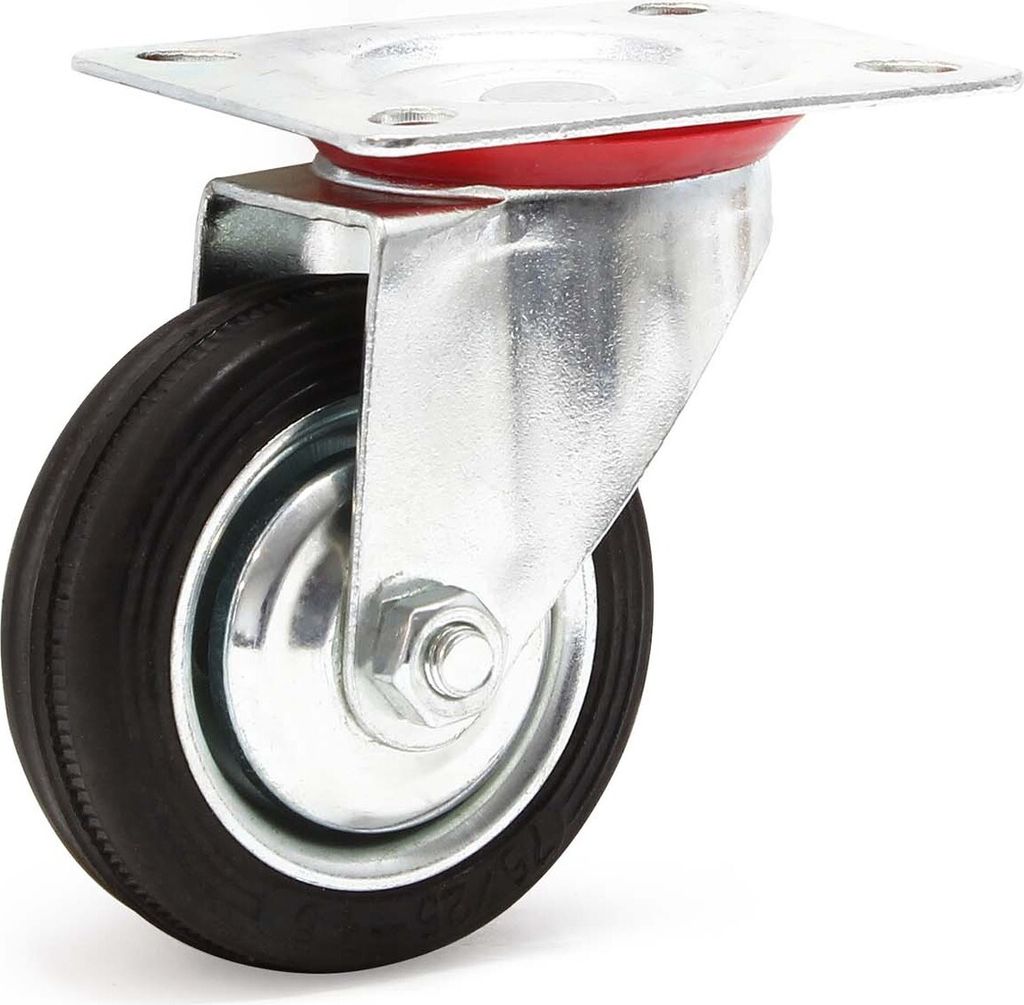 Otočné koliesko Wiltec Ø75 mm do nosnosti 50 kg s gumovým Obrázok produktu 