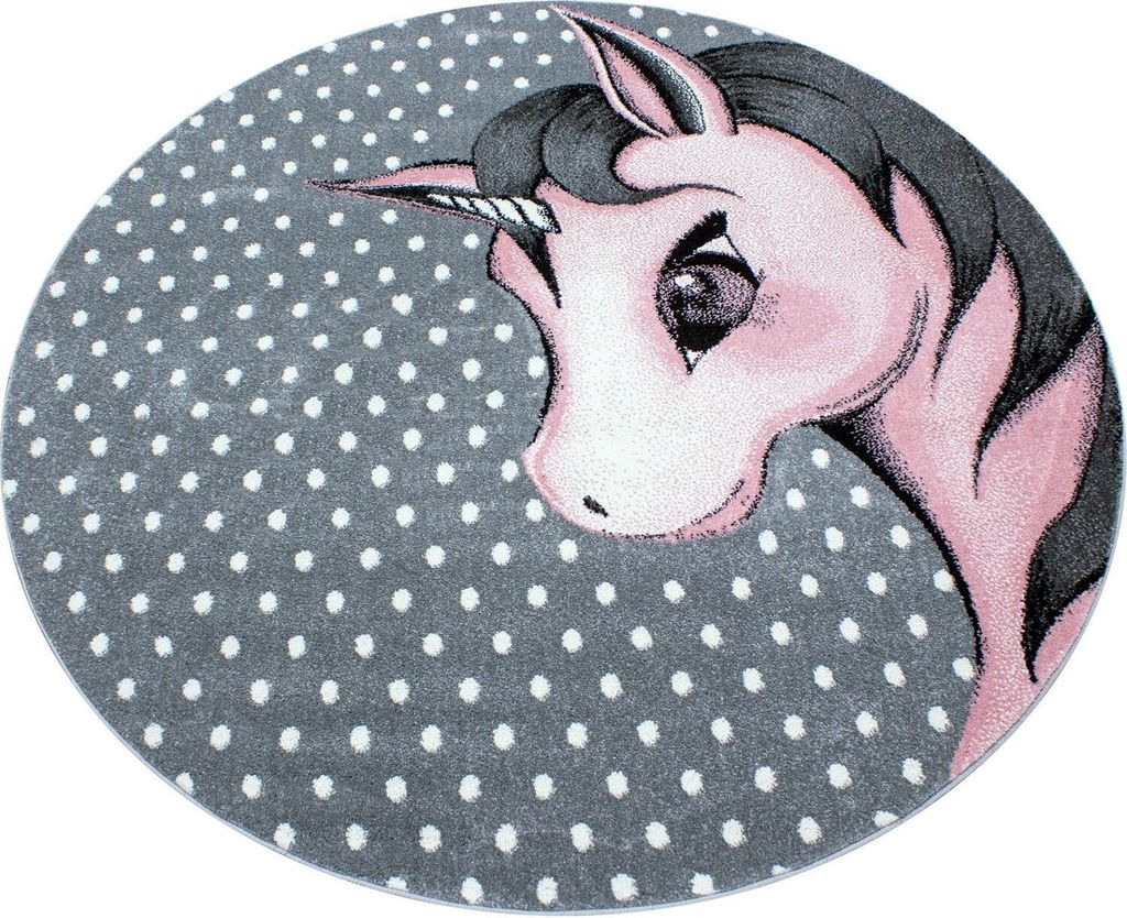 Kinder Teppich Kikki rund, Farbe: Pink, Größe:120 cm rund Produktbild 