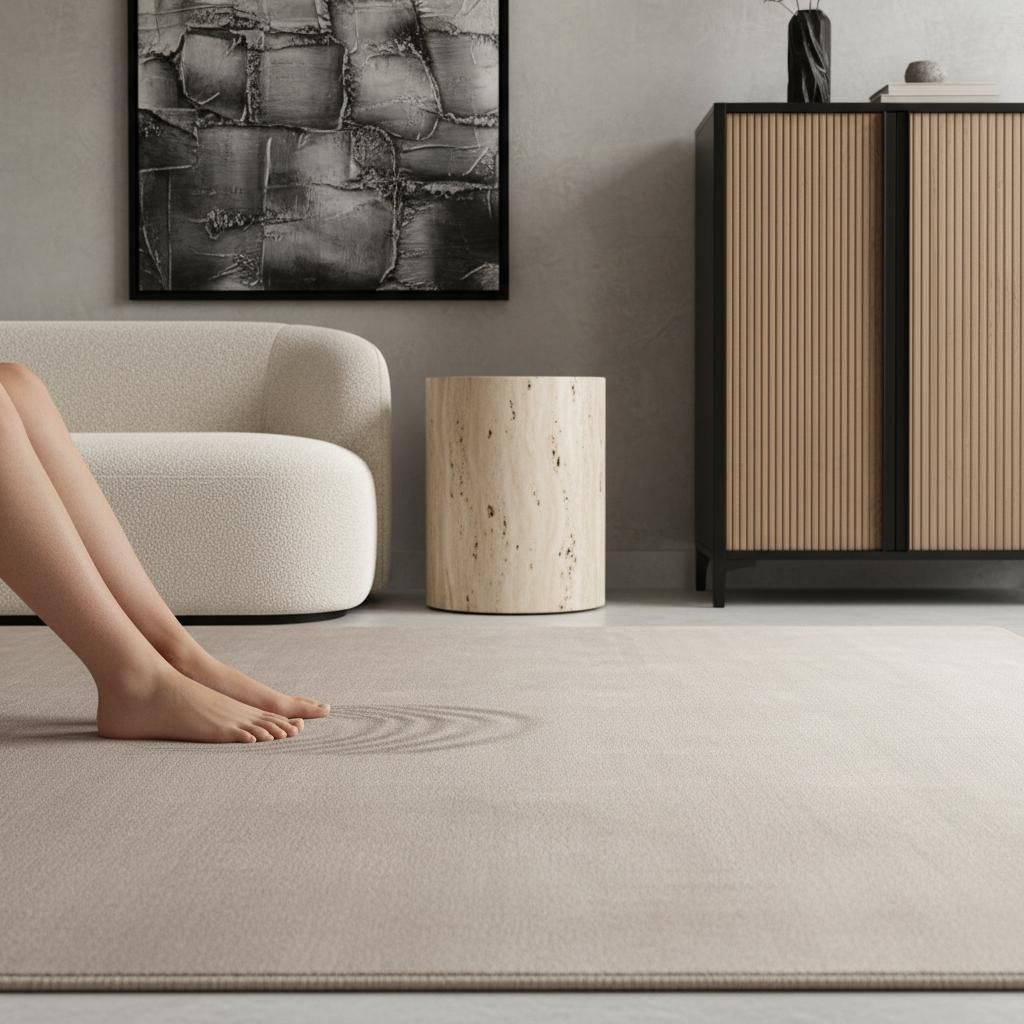 Teppich Kurzflor Unifarben Elegant Waschbar | Creme 160x230 cm Esszimmer Rutschfest Schadstoff | LECH – Kadima Design