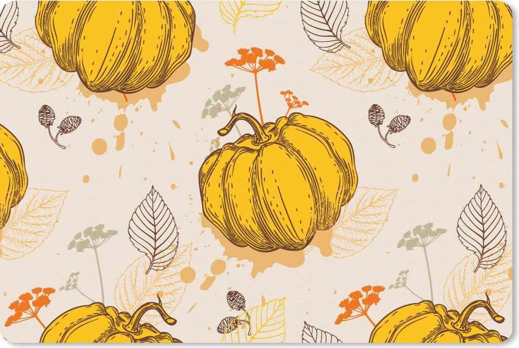 MuchoWow Schreibtischunterlage Kürbis - Herbst - Muster 60x40 cm - XXL Mauspad - Großes Mauspad