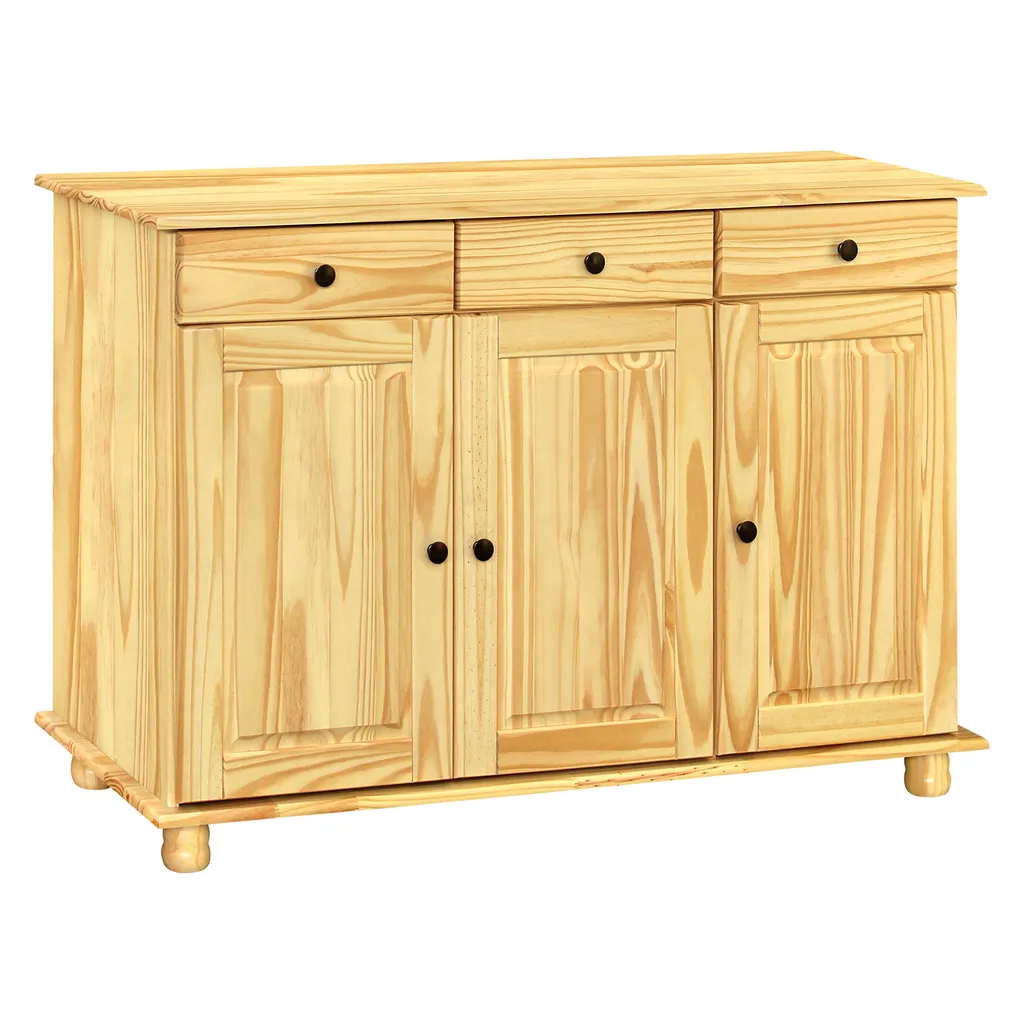 Grand buffet RUBI laqué avec 3 tiroirs et 3 portes - Rangement spacieux