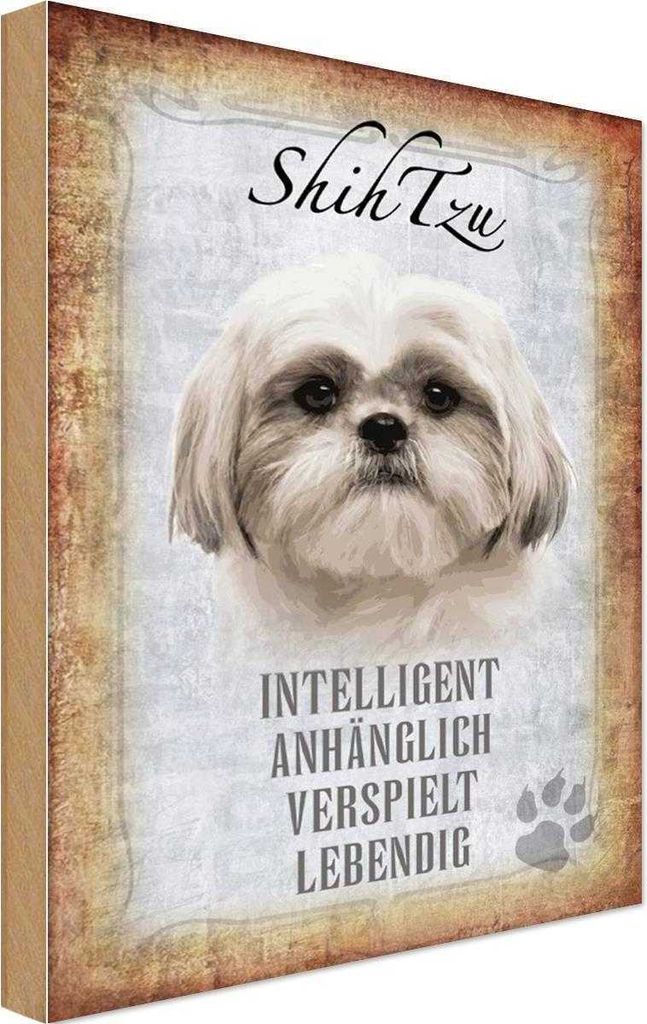 vianmo Holzschild 18x12 cm Shih Tzu Hund Tier Haustier