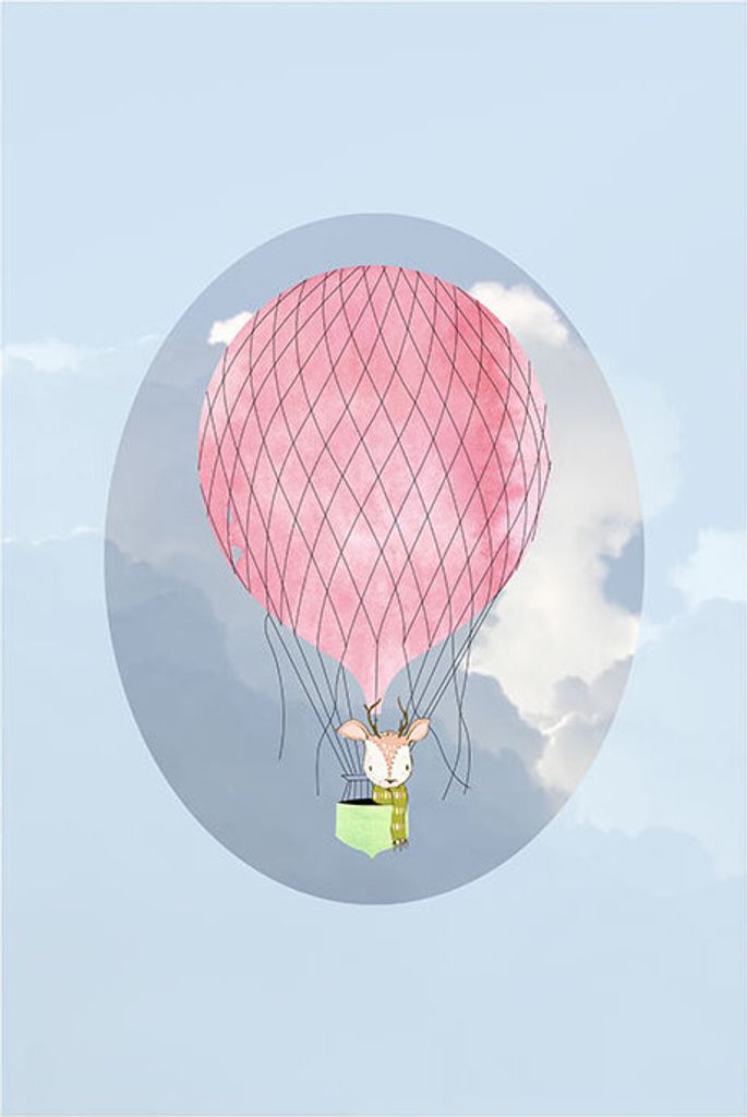 Wandbild - Happy Balloon Blue - Größe 50 x 70 cm