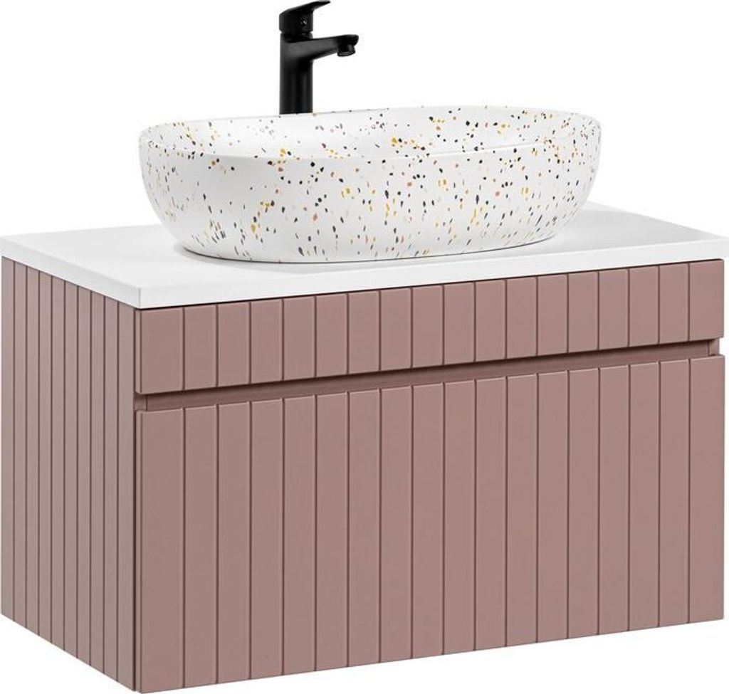 Badmöbel-Set - Waschbecken & unterschrank 80 cm mit Arbeitsplatte, Iconic Rose I BM234 - Antique Rose/Weiß