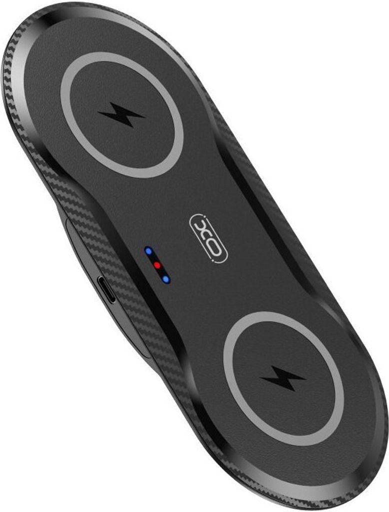 XO WX026 2in1 Wireless Charger für Kopfhörer Bluetooth 2 Smartphones / Kopfhörer mit 2 Ladespulen Schwarz