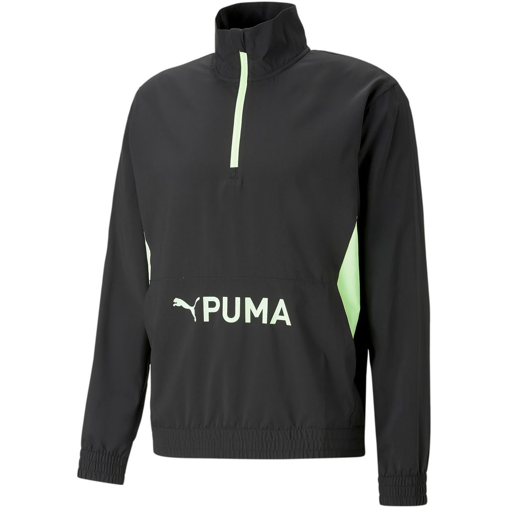 Puma Fit Woven Half-Zip Trainingsjacke Herren schwarz fizzy lime Gr L