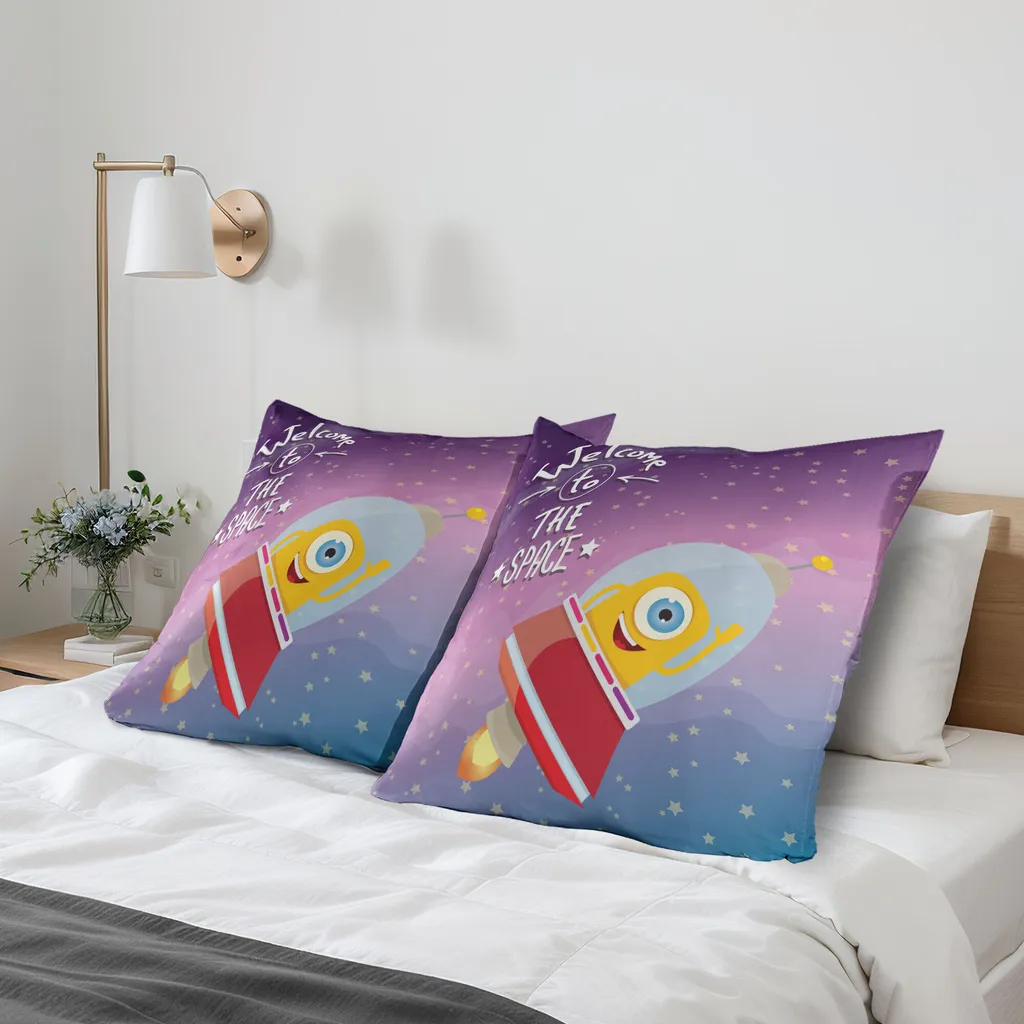 Federe ABAKUHAUS 80x80 Space Retrò - Doppia Confezione Blu Viola