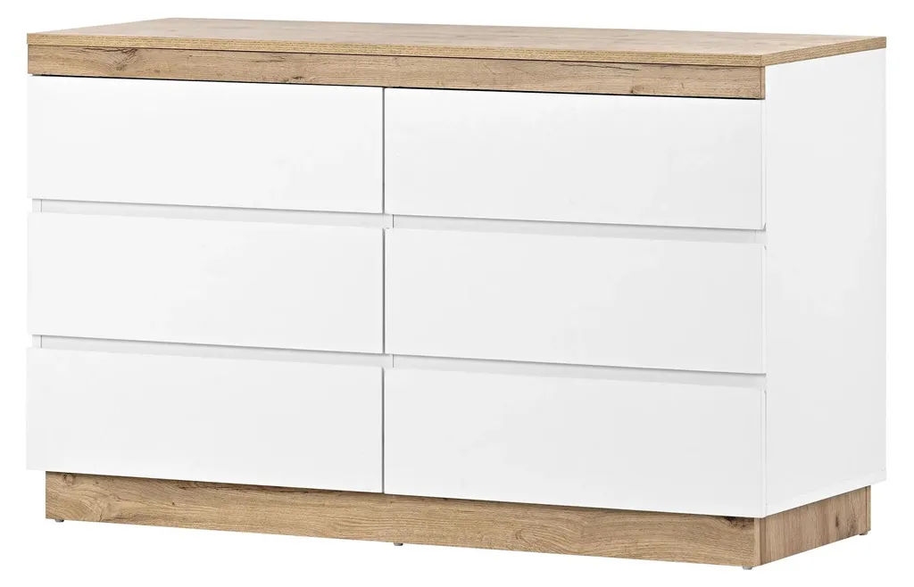 Meuble de Rangement Blanc 6 Tiroirs - Commode Style Scandinave Chic
